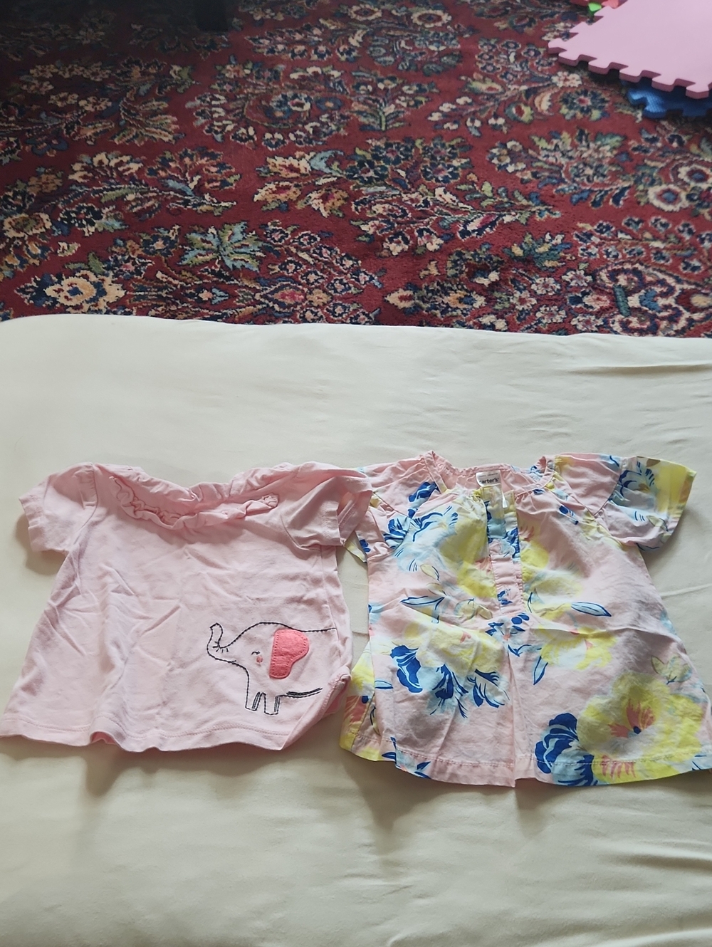 Carter's Pink Girls' Elephant Tee & Pink Floral Blouse Set